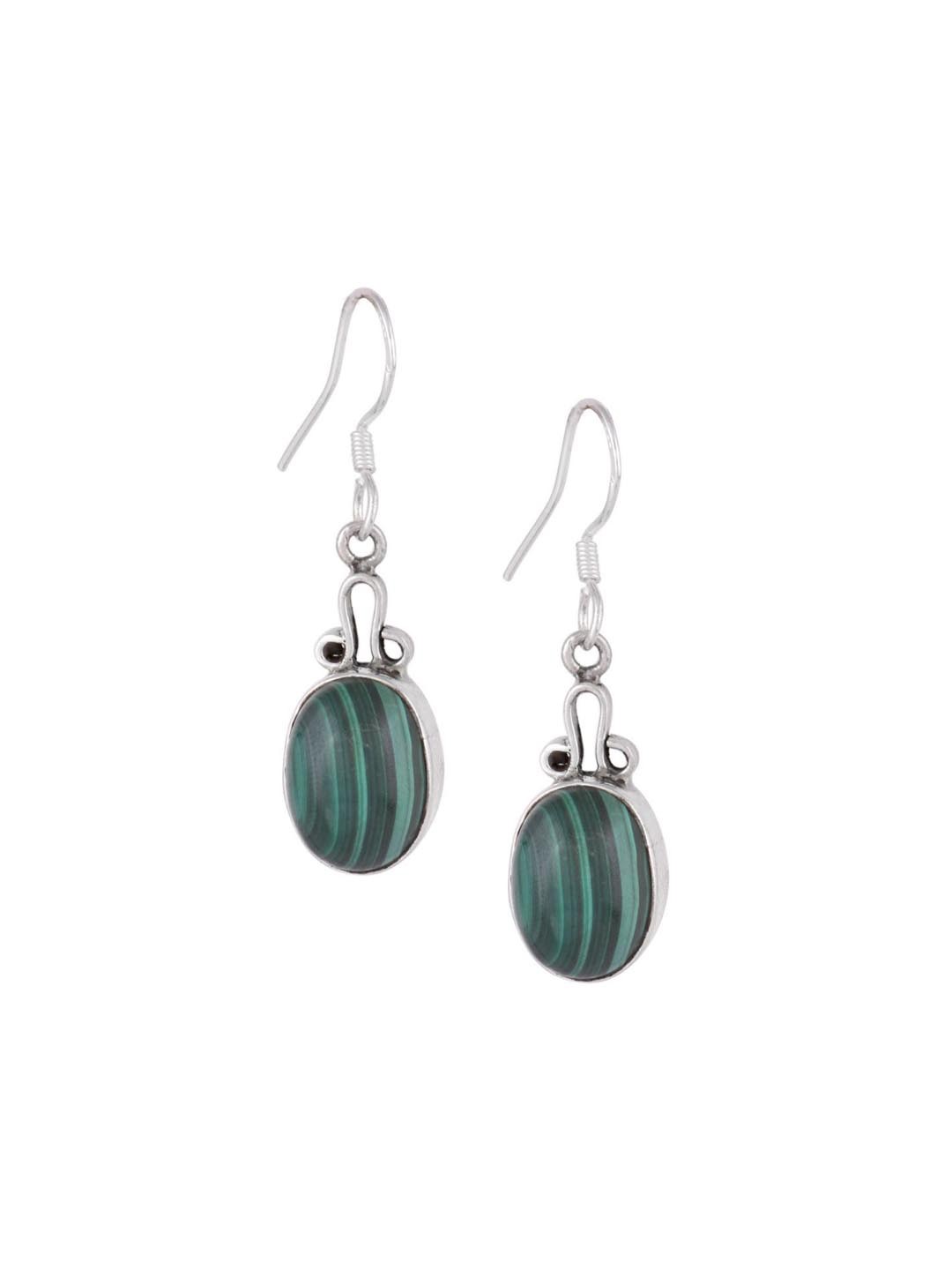 

Indianshelf 92.5 Sterling Silver Stone Studded Contemporary Drop Earrings