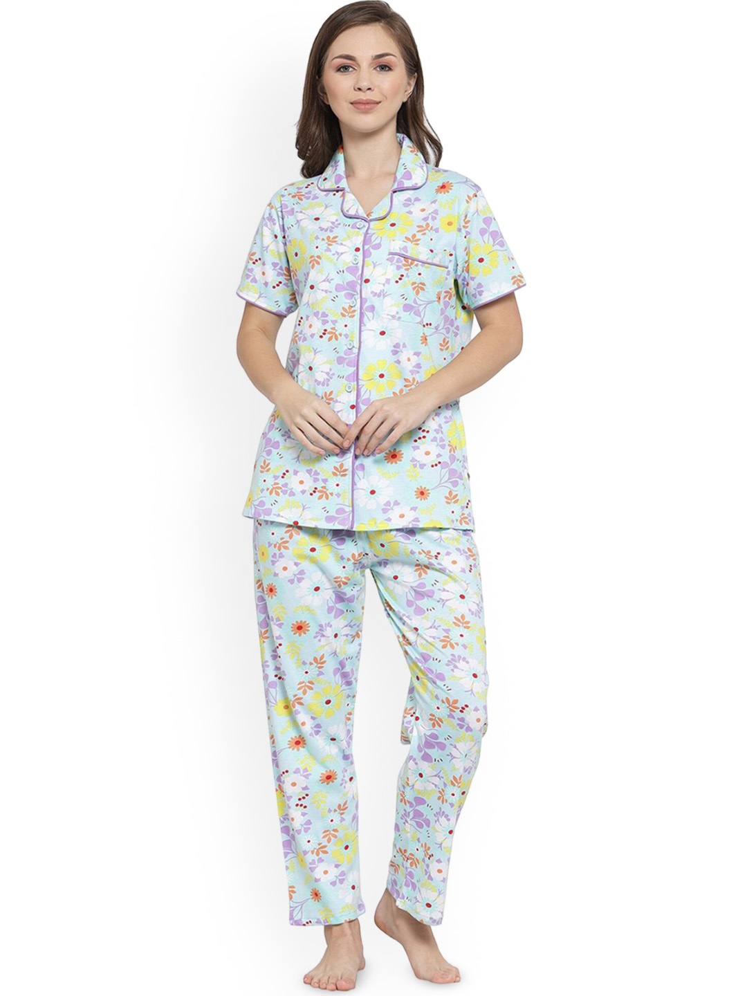 

SHYAM SONS FLAIR Women Printed Night suit, Blue