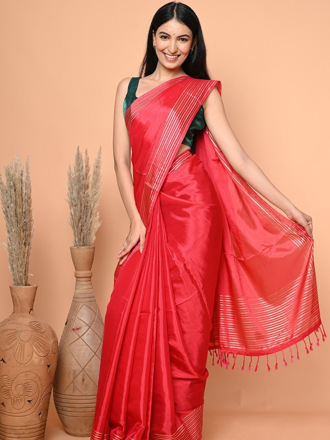 

BEATITUDE Zari Saree, Red