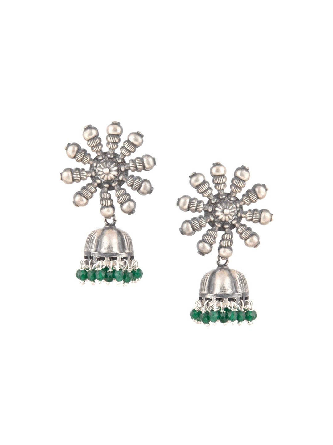 

Indianshelf 92.5 Sterling Silver Diamond Shaped Jhumkas