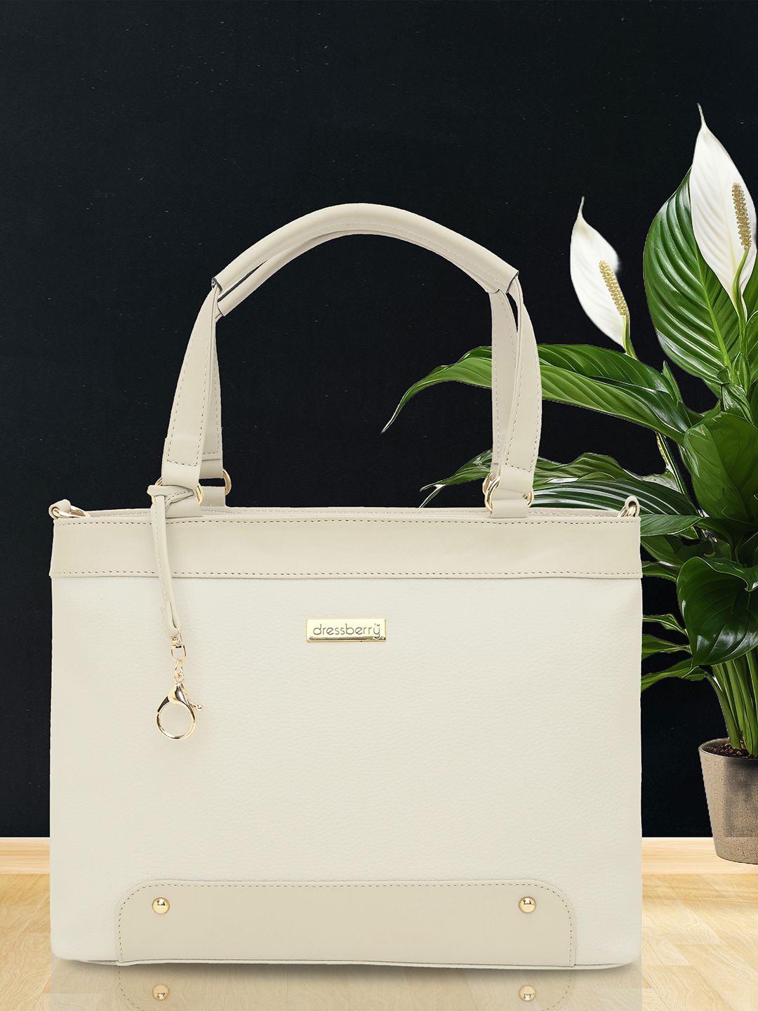 

DressBerry Textured Swagger Handheld Bag, Beige