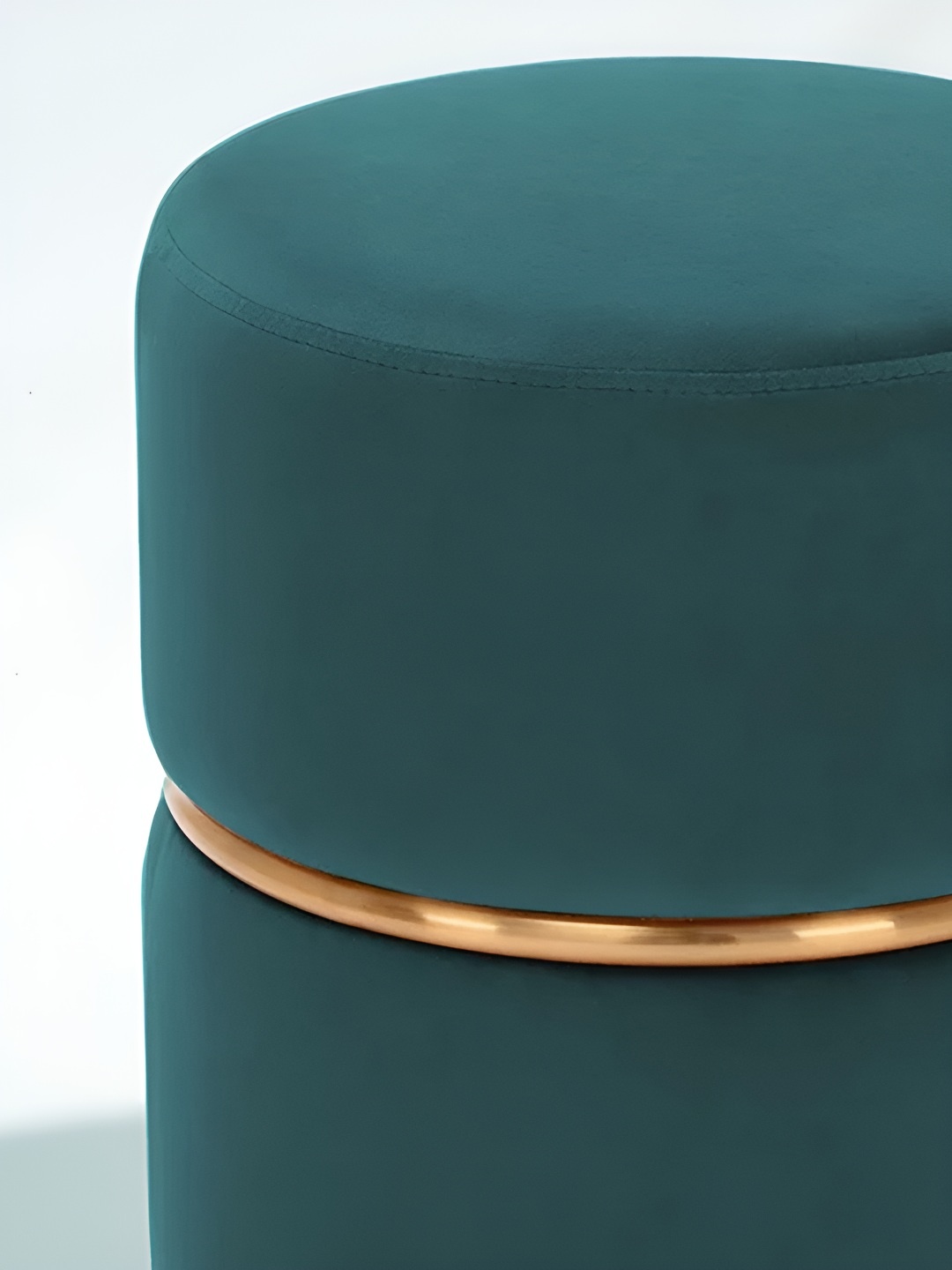 

nestroots Teal-Blue & Gold Toned Round Shape Velvet Deep Sea Chill Ottoman