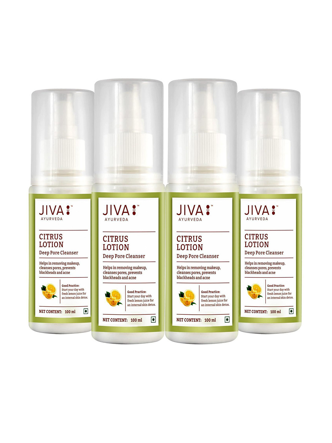 

Jiva Jiva Pack Of 4 Citrus Lotion For Removing Make-Up, Acne & Blackheads -400ml, White