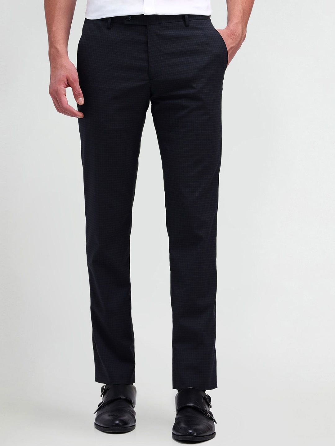 

Arrow Men Tapered Fit Regular Casual Trousers, Navy blue