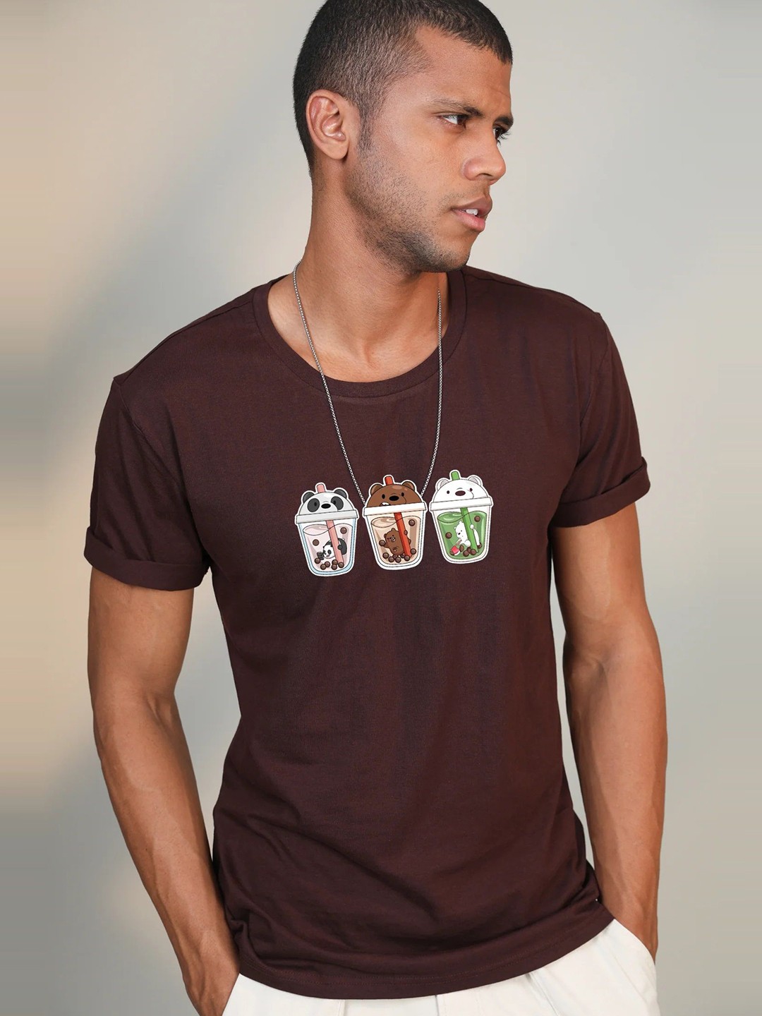 

BOTNIA Unisex Graphic Printed T-shirt, Brown