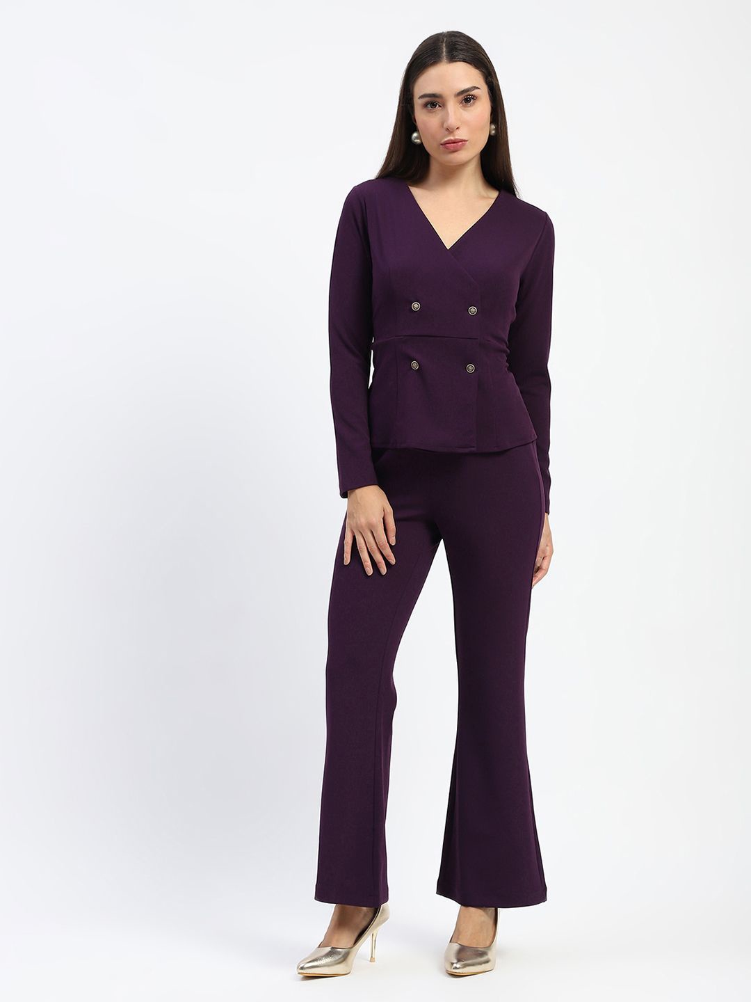 

Madame V-Neck Top With Trousers, Purple