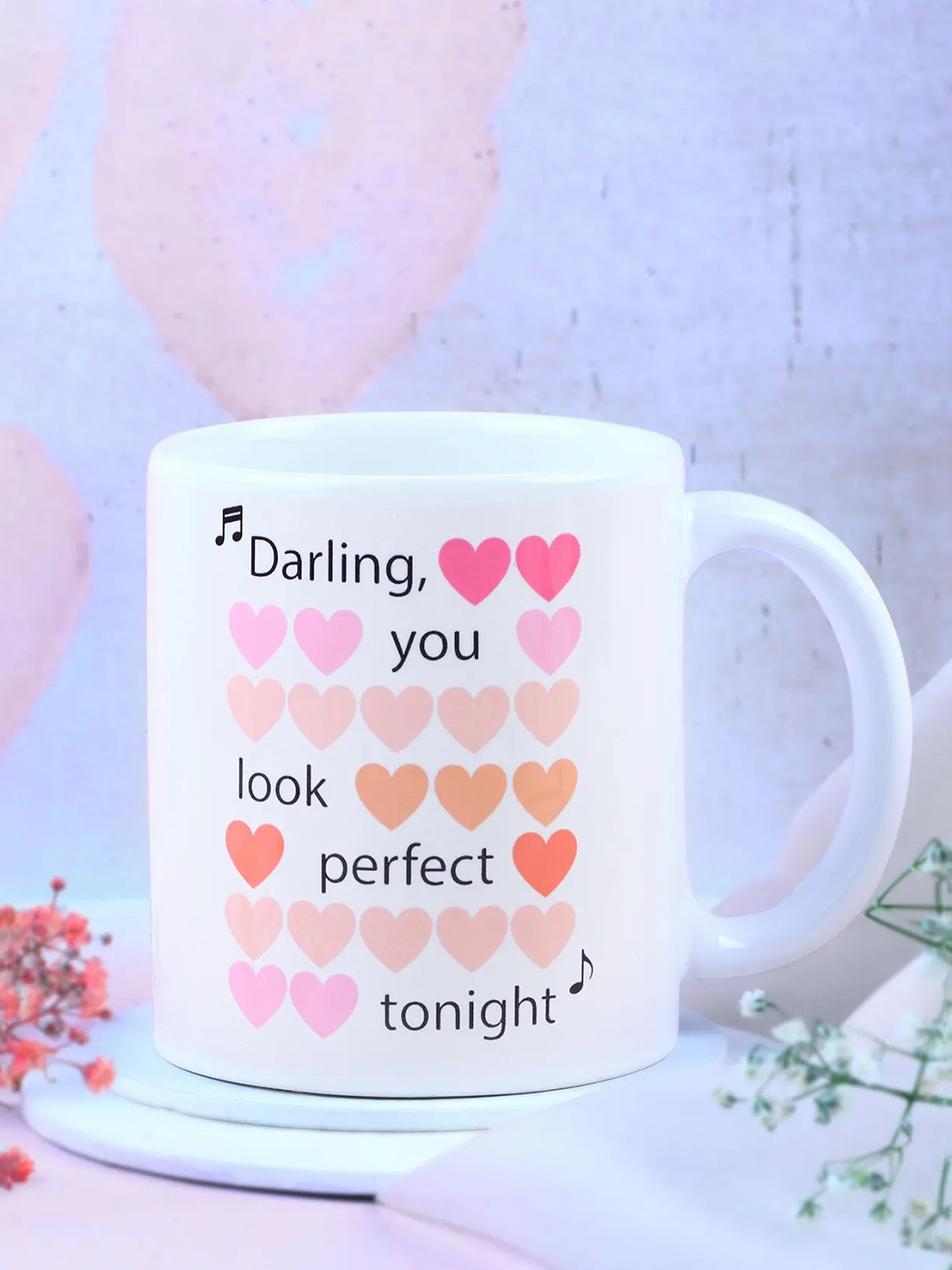 

fnp White & Pink Typography Printed Ceramic Glossy Mug 325ml
