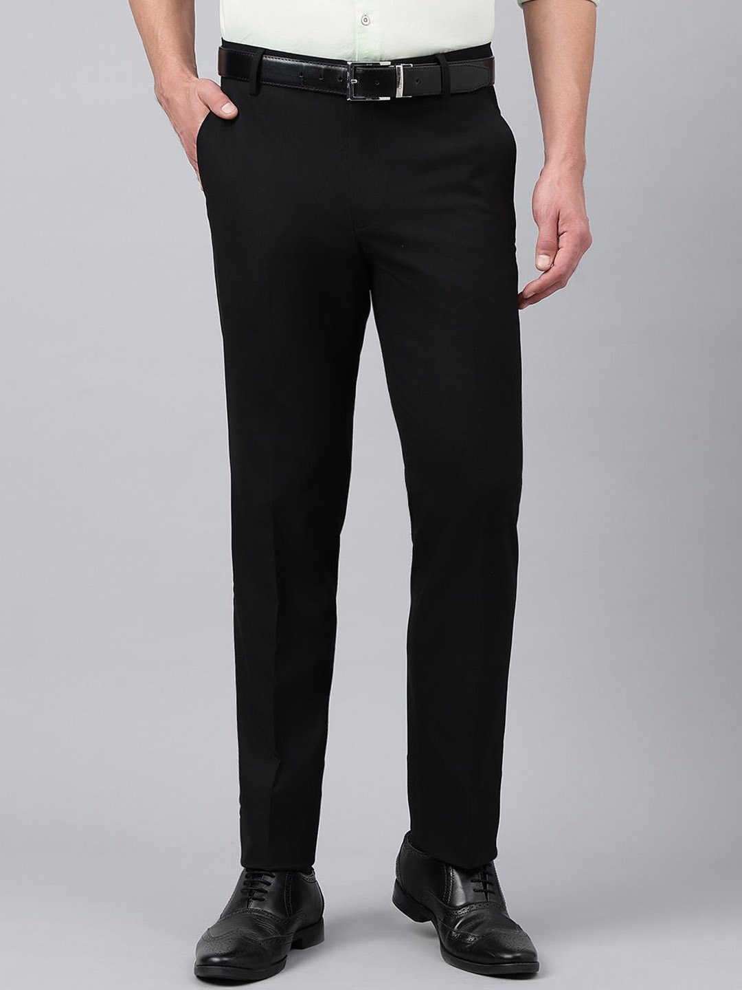 

Richlook Men Smart Solid Regular Fit Formal Trousers, Black