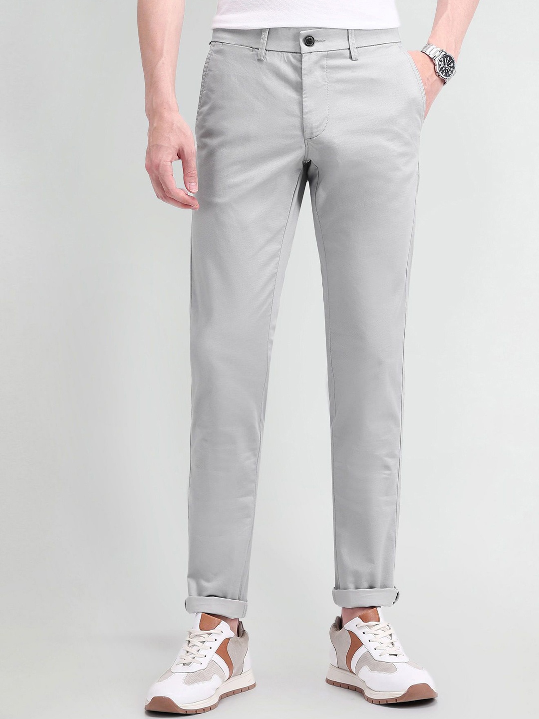 

Arrow Sport Men Cotton Urban Slim Slim Fit Trousers, Grey