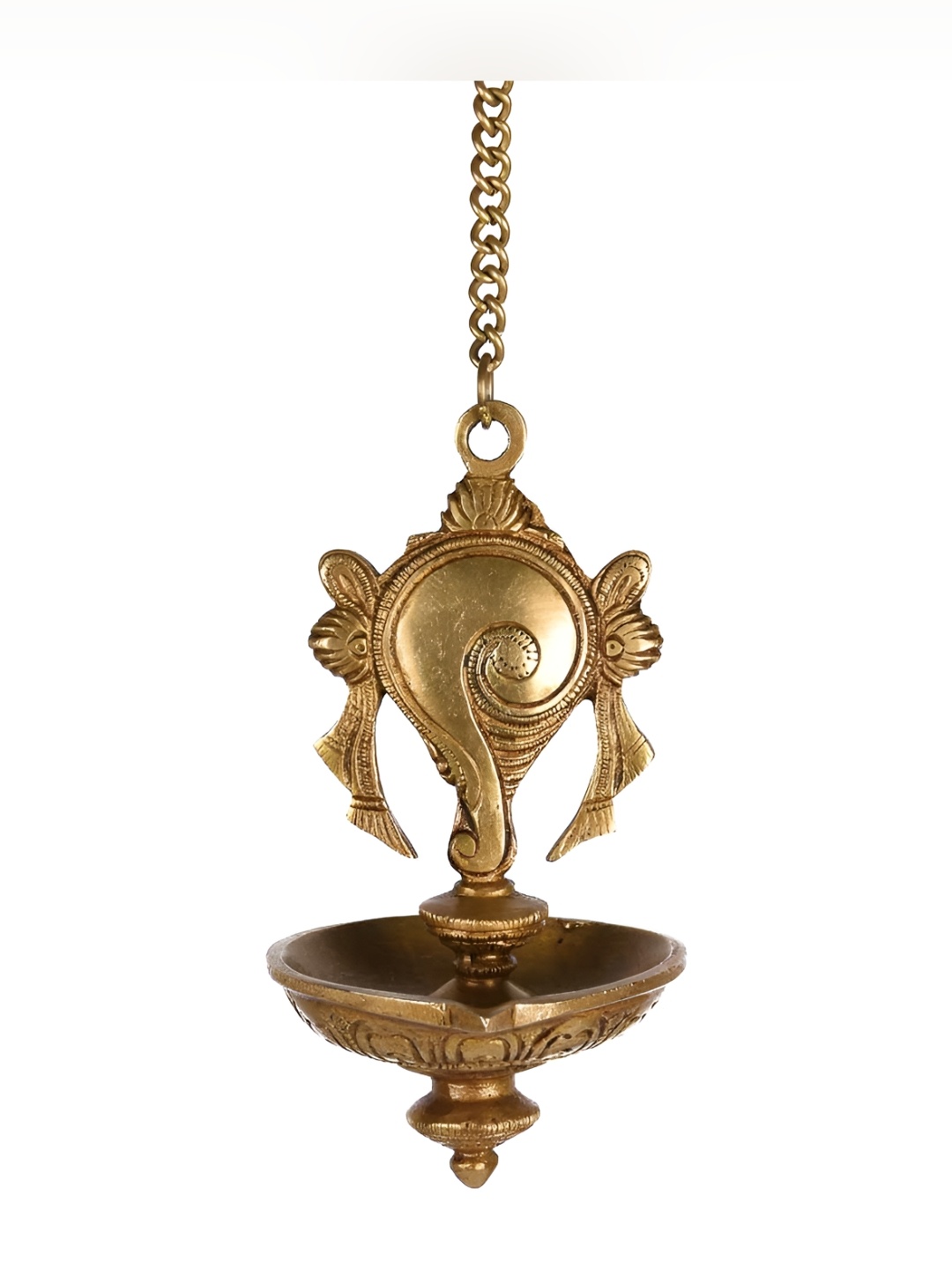 

Indianshelf Gold-Toned Textured Brass Hanging Diya Pooja Essentials