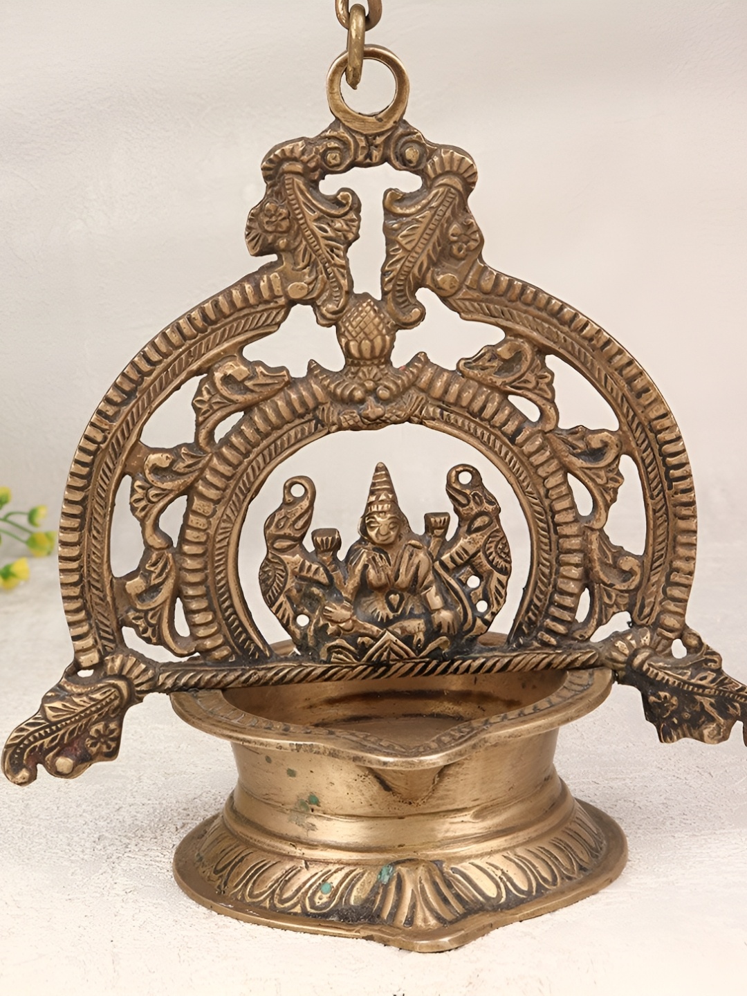 

Indianshelf Gold-Toned Brass Diwali Hanging Gajalakshmi Diya