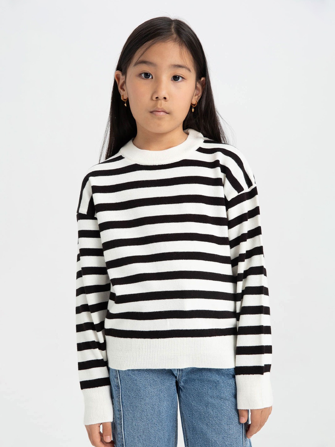 

DeFacto Girls Striped Pullover, White