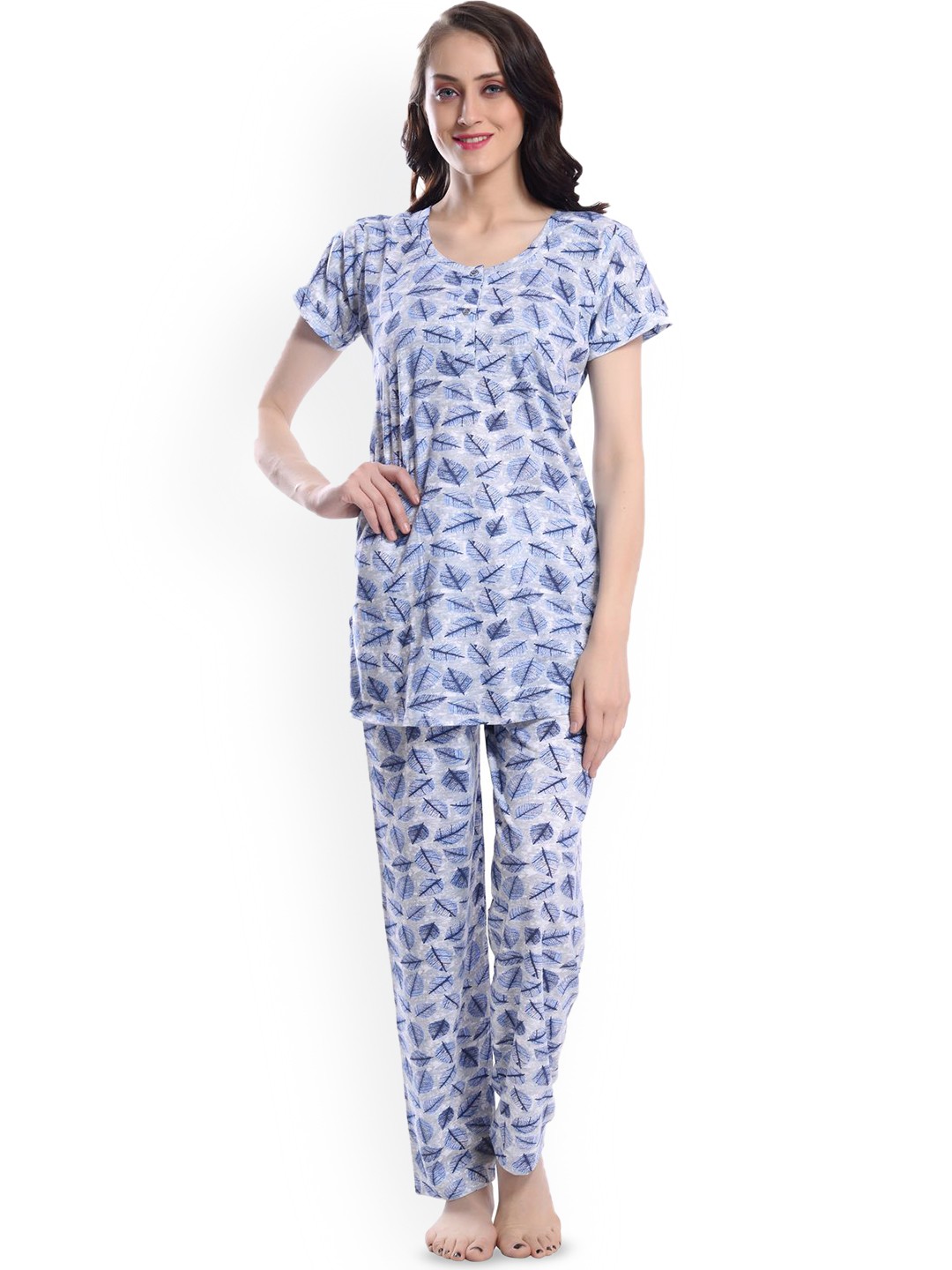 

SHYAM SONS FLAIR Women Printed Night suit, Blue