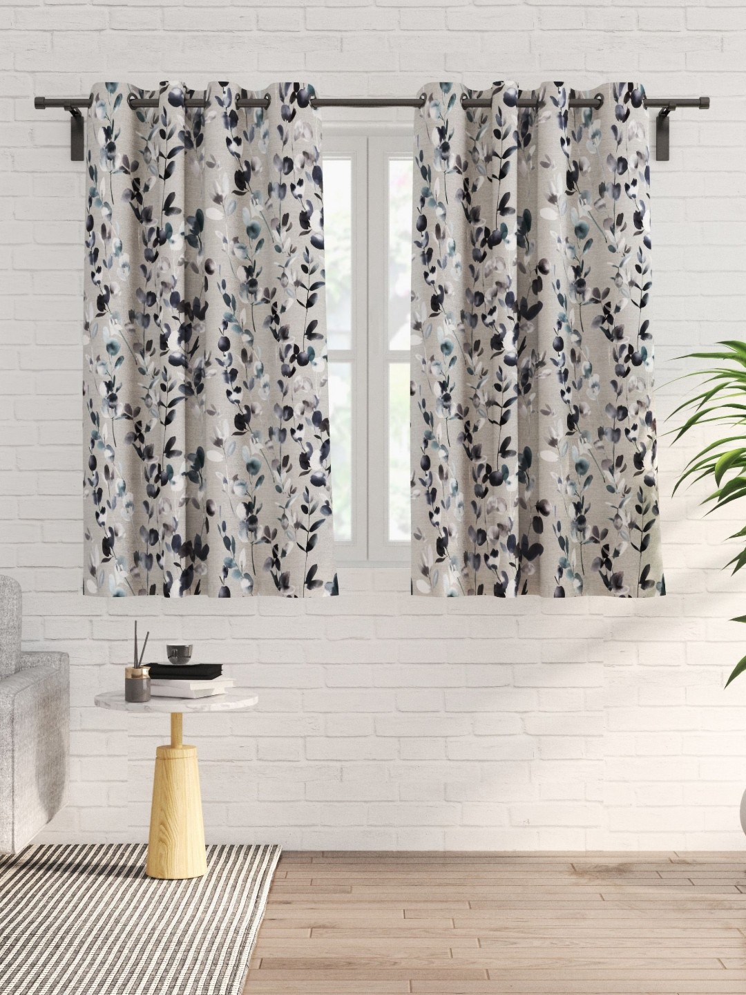 

Home Centre Corsica Florish Grey & White 2 Pieces Floral Printed Window Curtain
