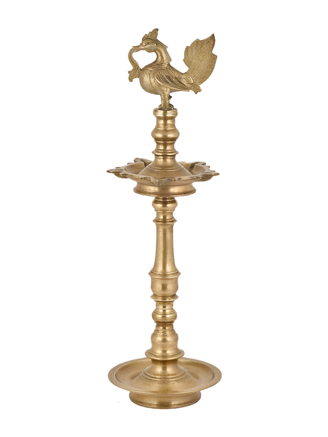 

Indianshelf Gold Toned Brass Standing Oil Lamp Diya Pooja Essentials