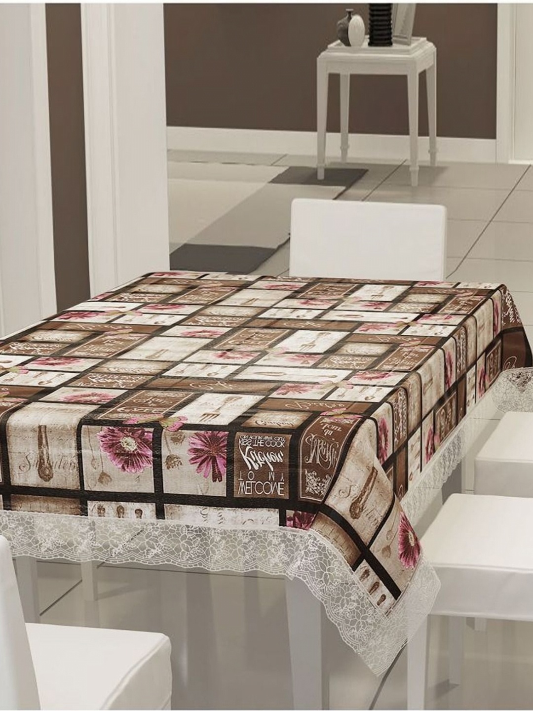 

LooMantha Rust Floral Printed Waterproof 6-Seater Table Cover