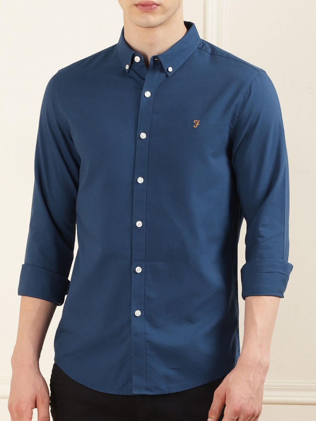 

Farah Men Slim Fit Opaque Formal Shirt, Blue