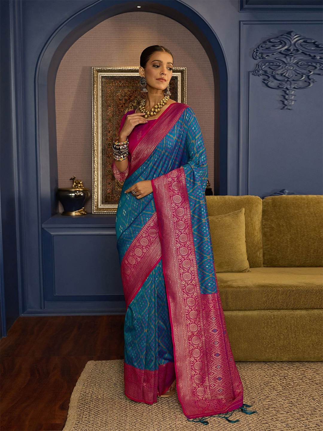 

Dori Woven Design Pure Silk Banarasi Celebrity Saree, Blue