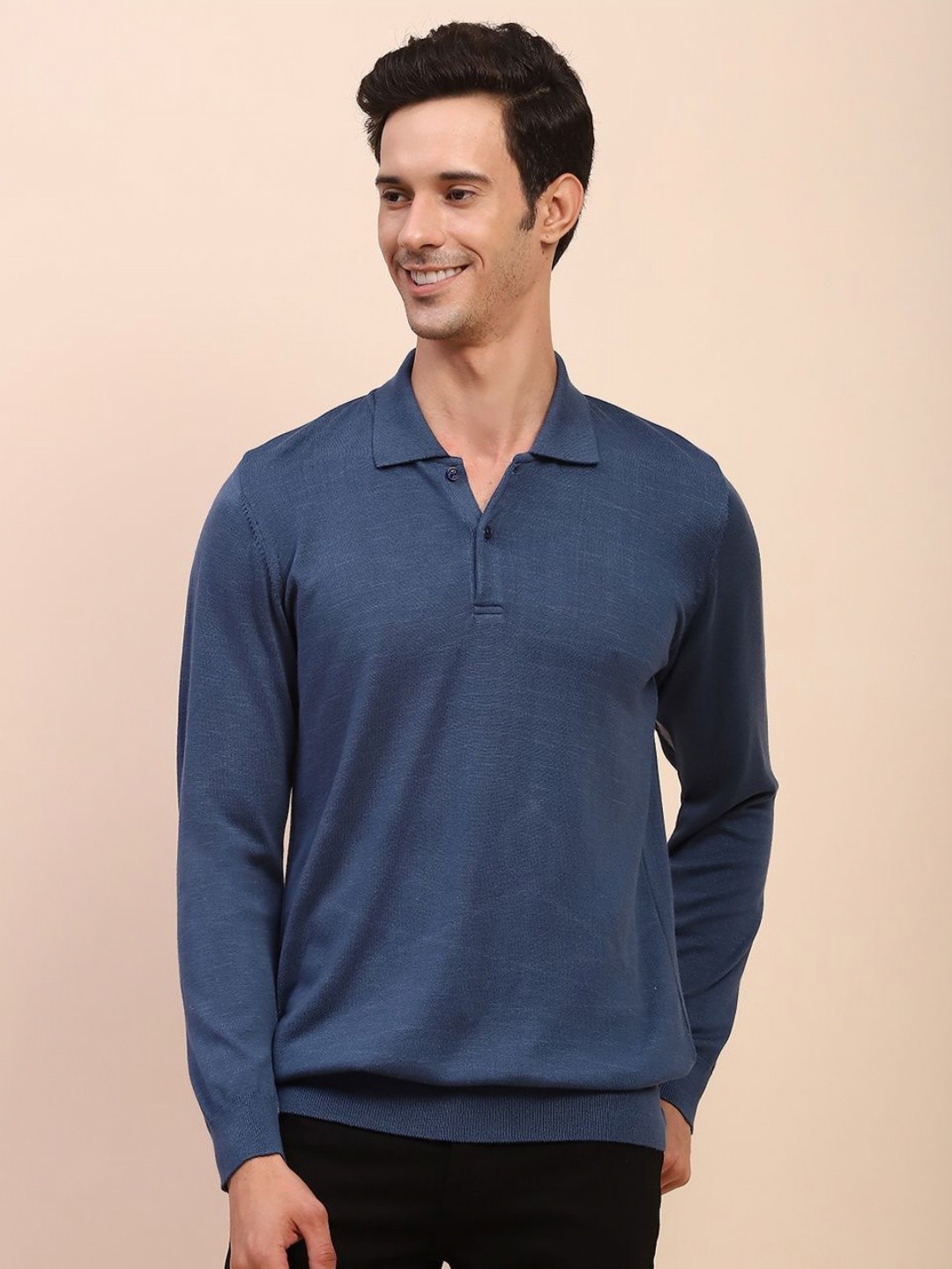 

CAMLA Men Solid Polo Collar T-shirt, Blue