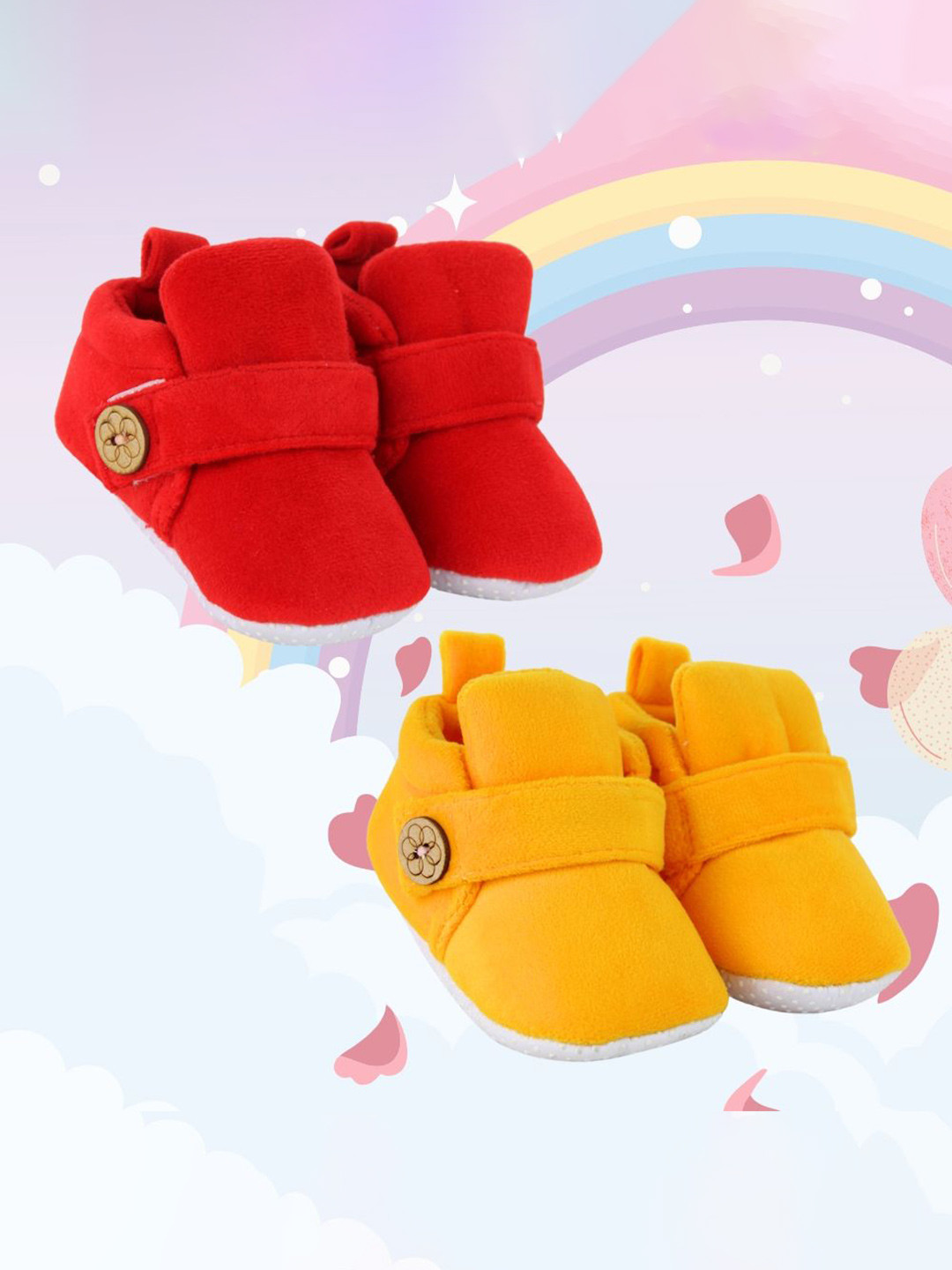 

NESKA MODA Kids Pack Of 2 Velvet Booties, Red