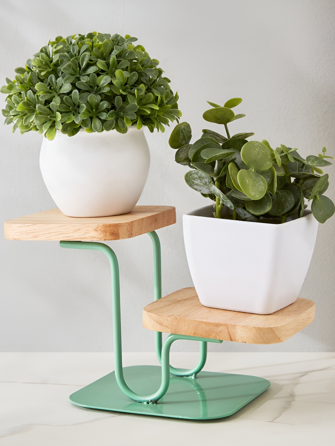 

Home Centre Green Textured Wood Tabletop Stand