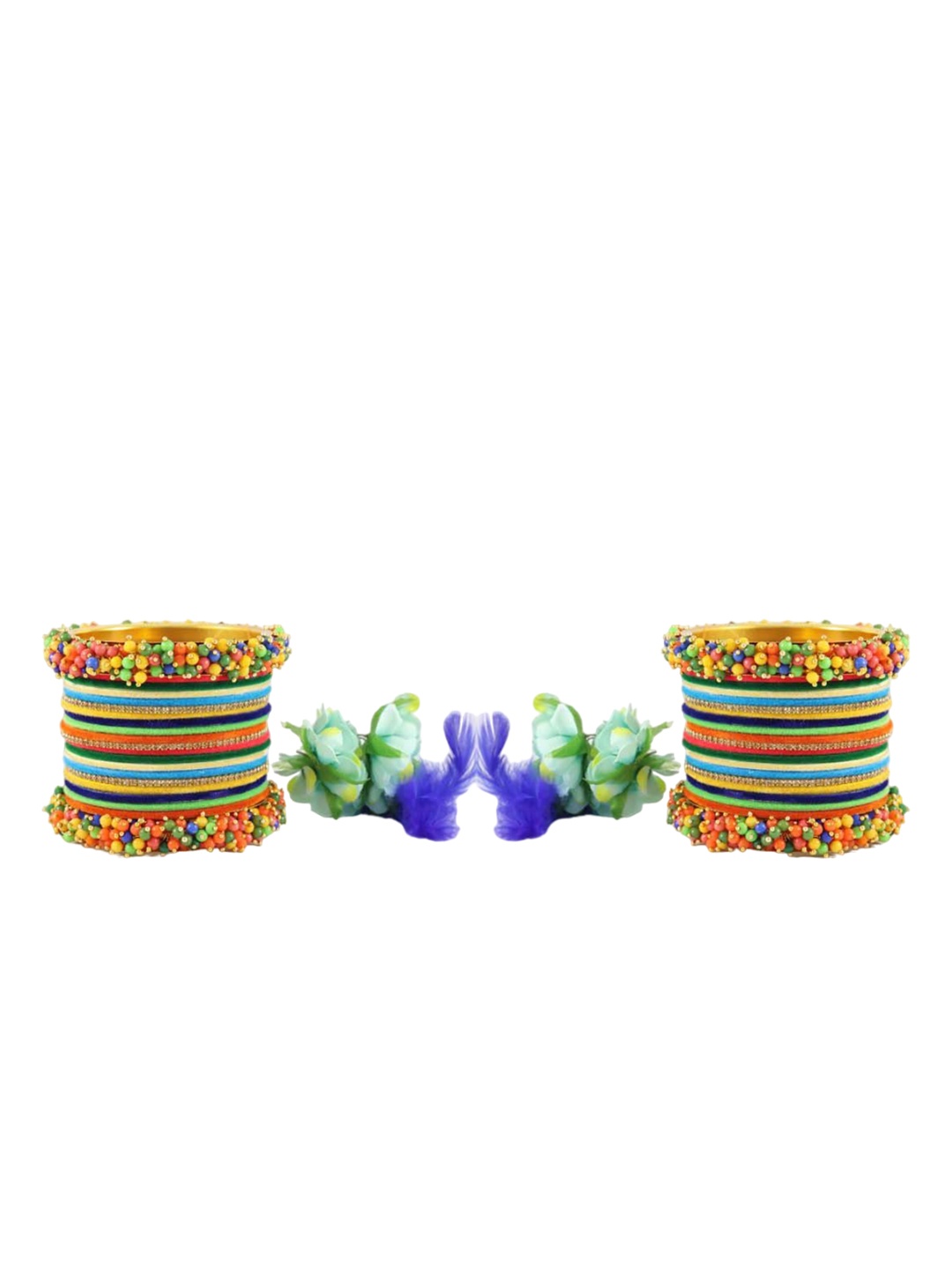 

ZULKA Set Of 42 Gold-Plated Stone-Studded & beaded Bangles
