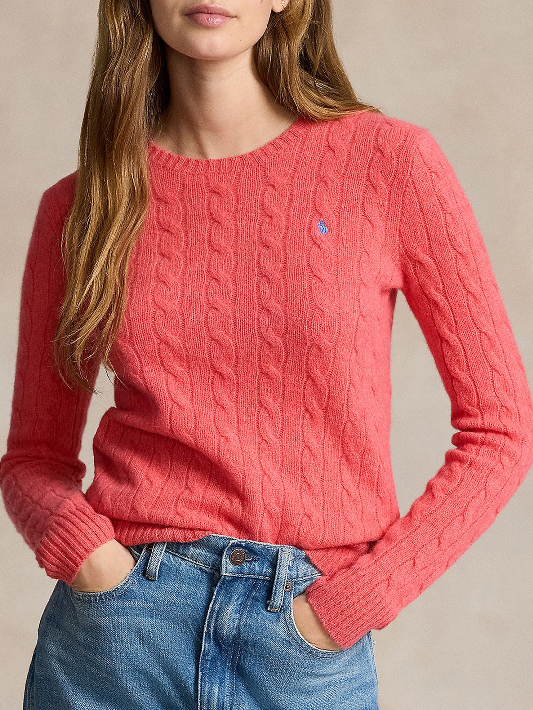 

Polo Ralph Lauren Women Cable Knitted Round Neck Sweater, Red