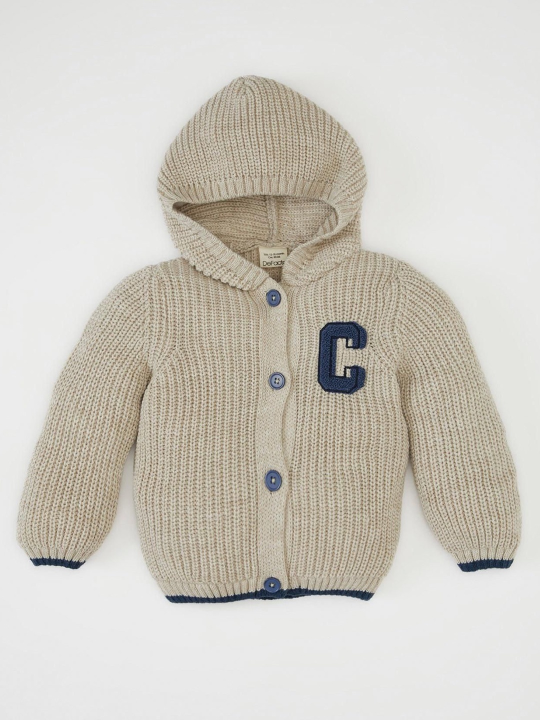 

DeFacto Boys Typography Ribbed Pullover, Cream