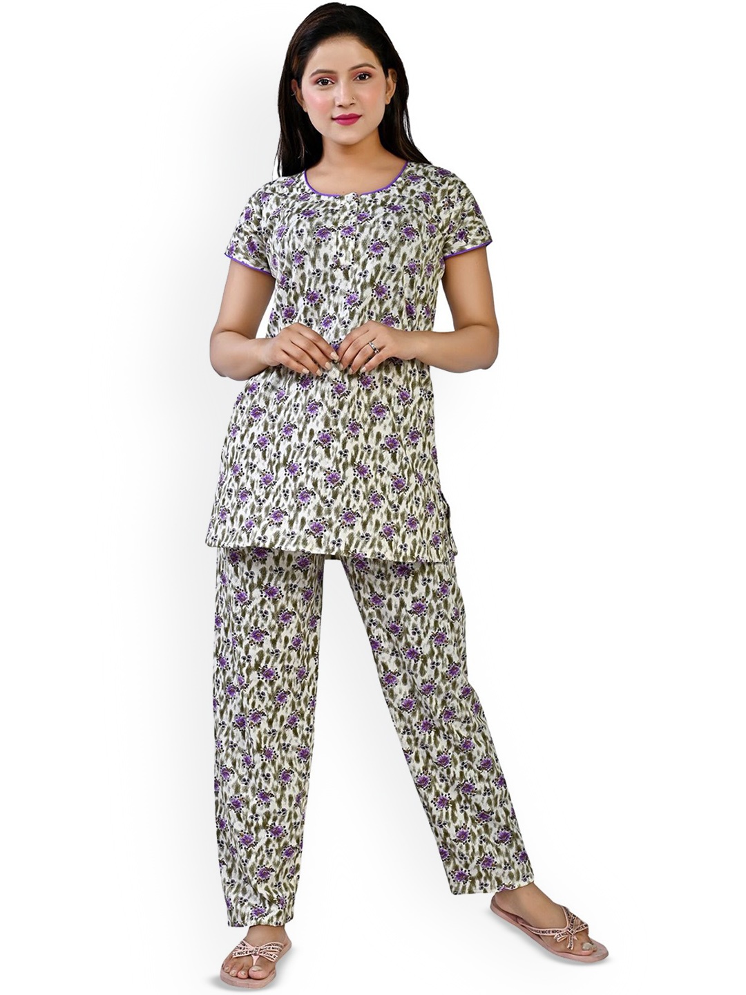 

SHYAM SONS FLAIR Women Printed Night suit, Purple