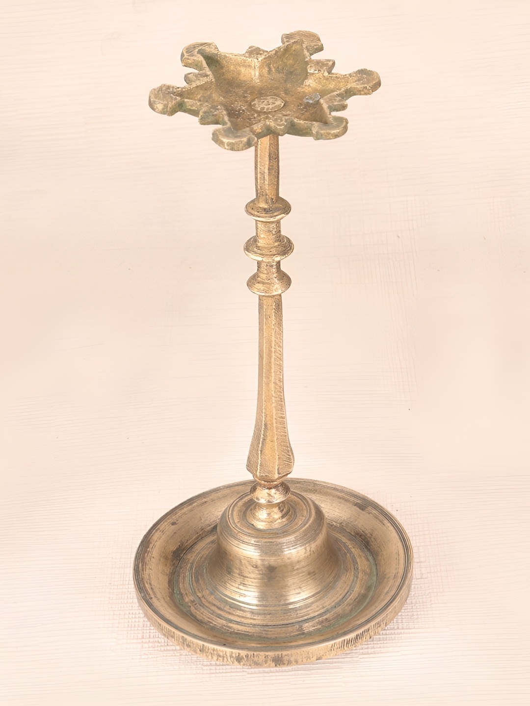 

Indianshelf Gold-Toned Textured Brass Diya Pooja Essentials