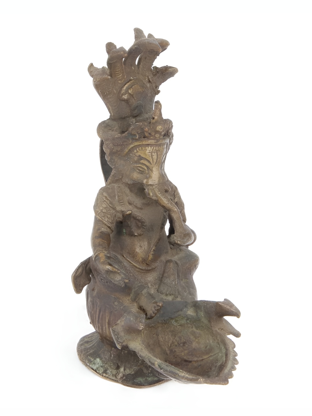 

Indianshelf Bronze Toned Brass Textured Ganesha Deepak Diya