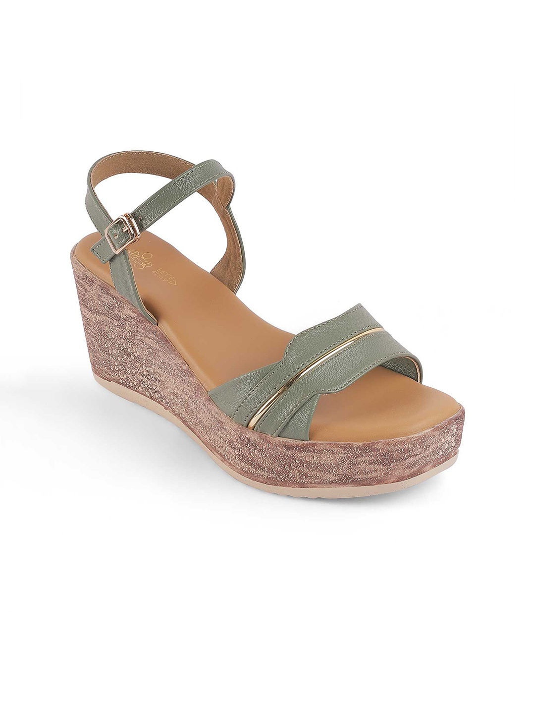 

Tresmode Solid Wedge Round Toe Sandals, Green