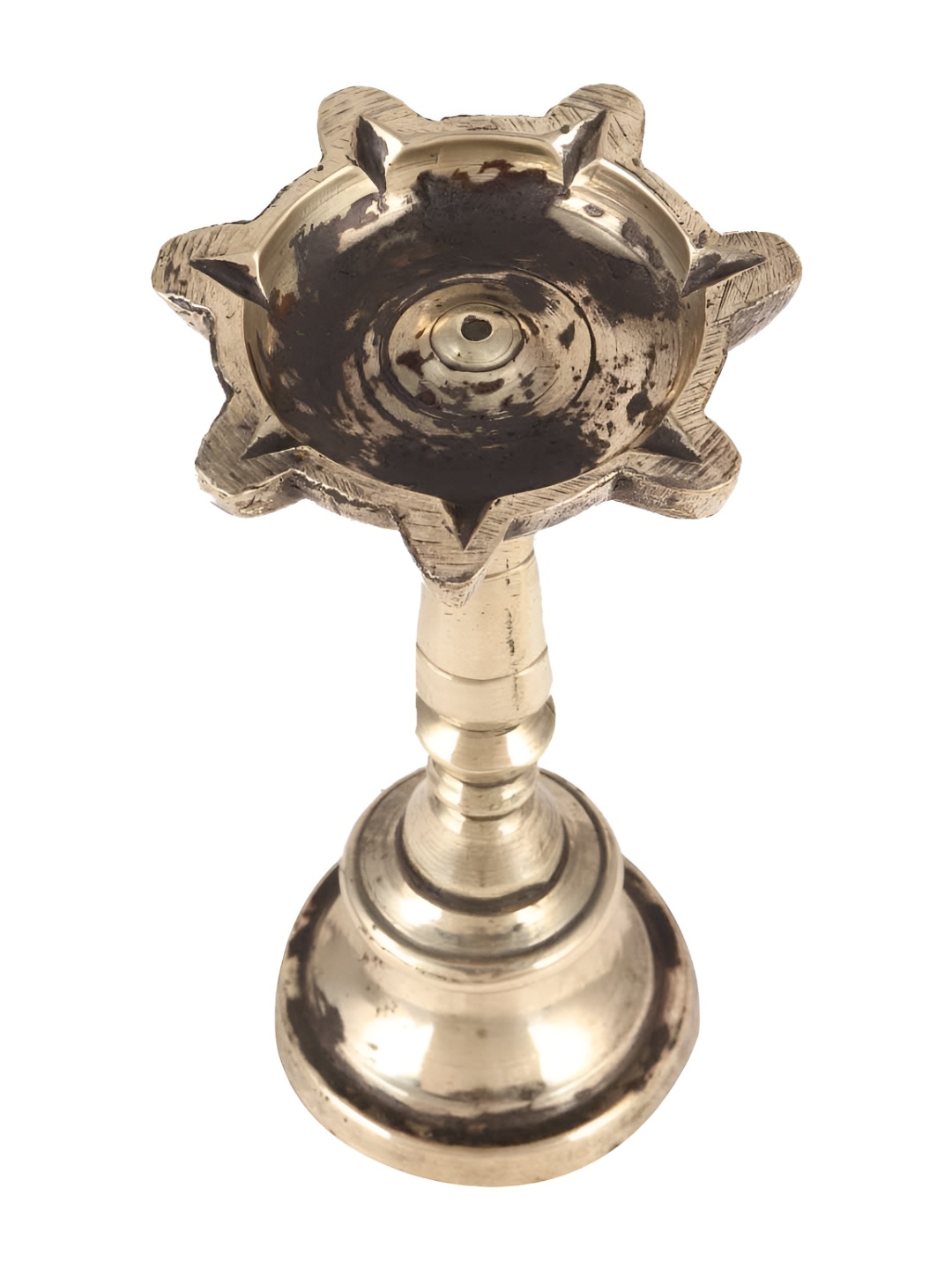 

Indianshelf Gold-Toned Textured Brass Oil Lamp Diya Pooja Essentials