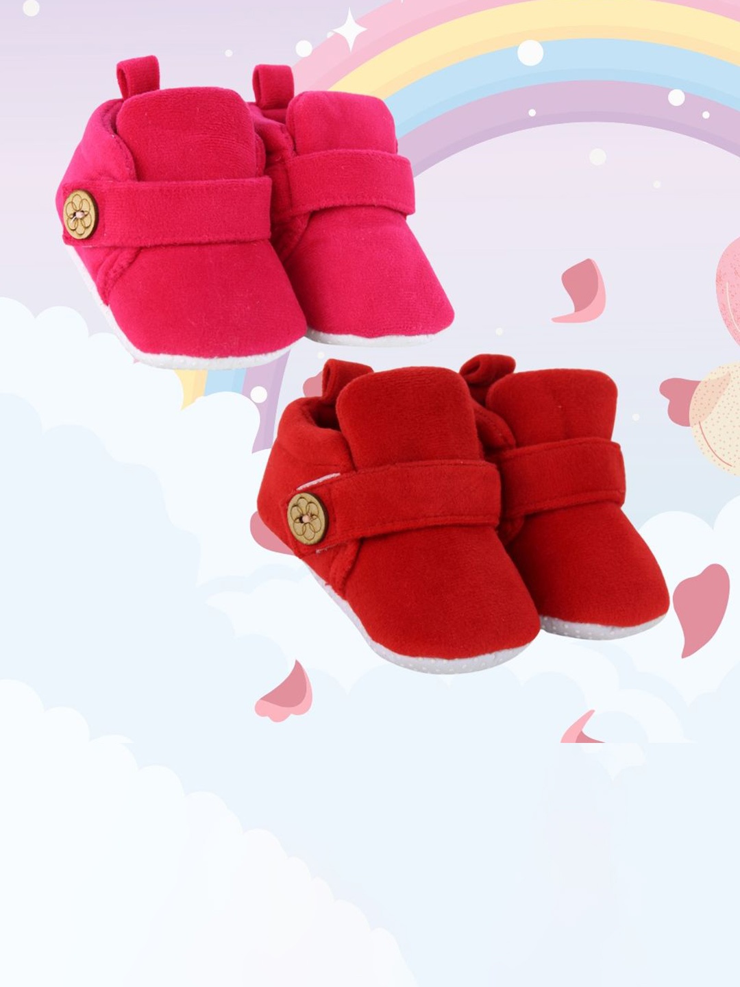 

NESKA MODA Pack Of 2 Unisex Kids Cotton Booties, Pink