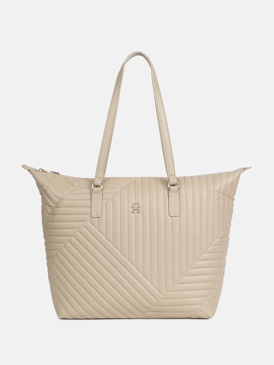 

Tommy Hilfiger Women Bowling Tote Bag with Quilted, Beige