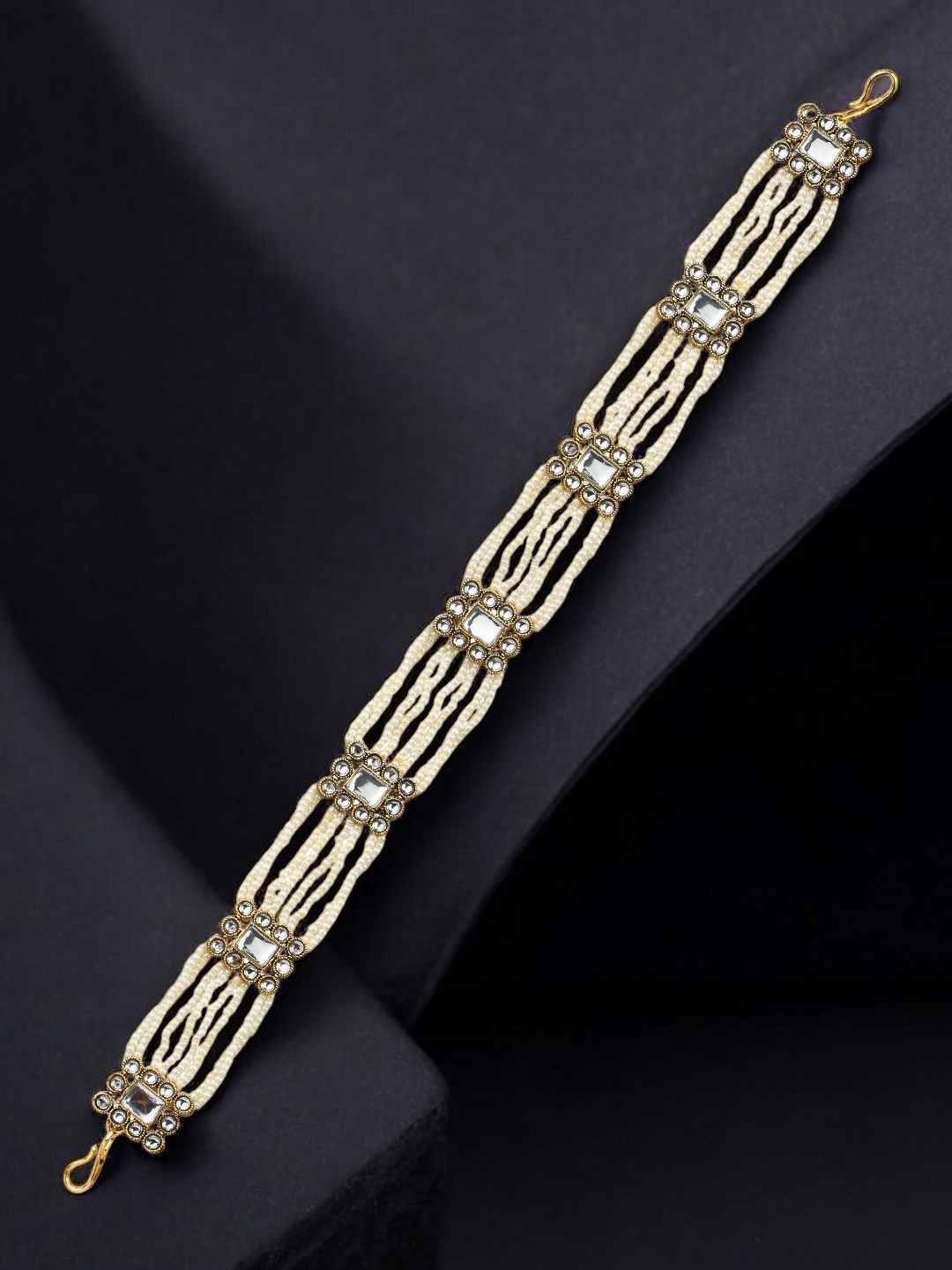 

9blings Gold-Plated Kundan Studded Matha Patti Head Jewellery