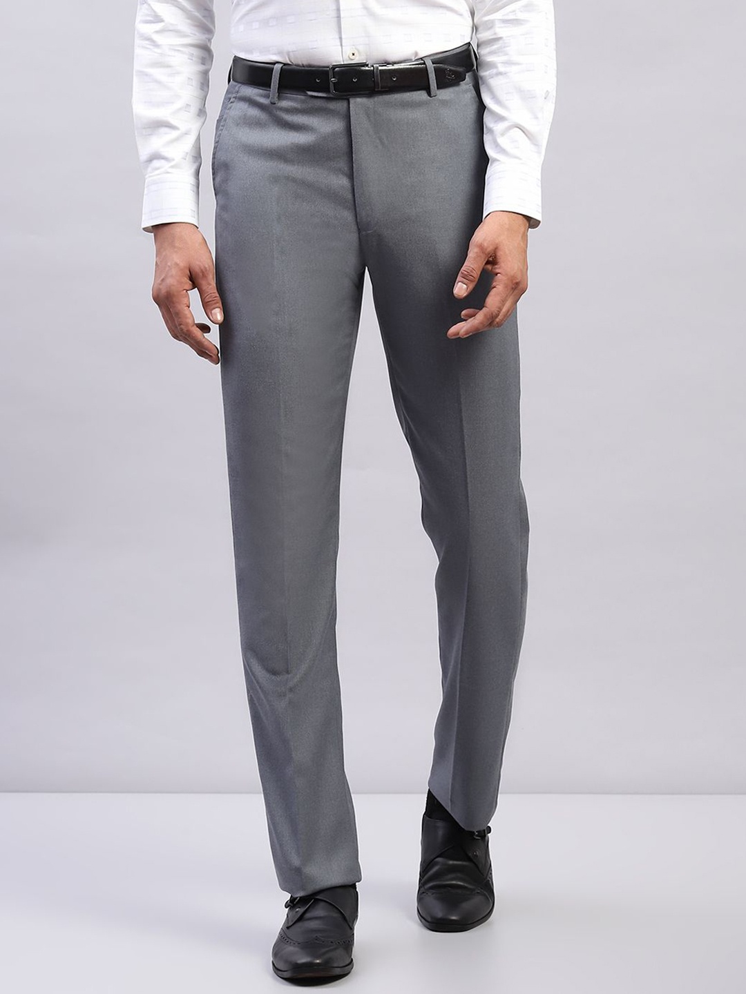 

Monte Carlo Men Solid Formal Trousers, Grey