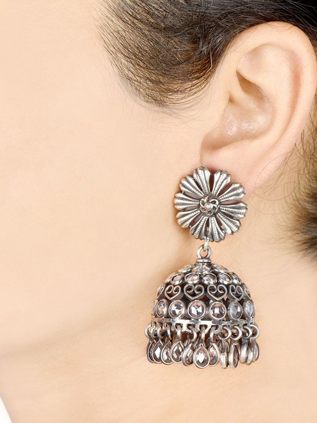 

Indianshelf 92.5 Sterling Silver Come Shaped Jhumkas