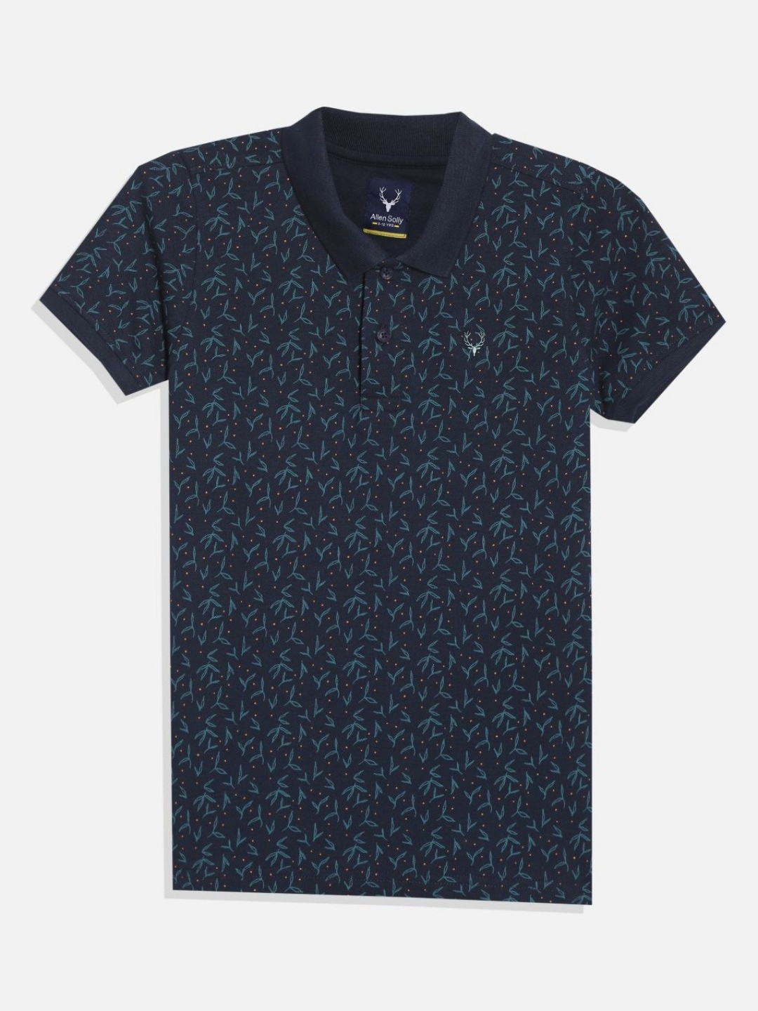 

Allen Solly Junior Boys Abstract Printed Polo Collar Cotton T-shirt, Navy blue