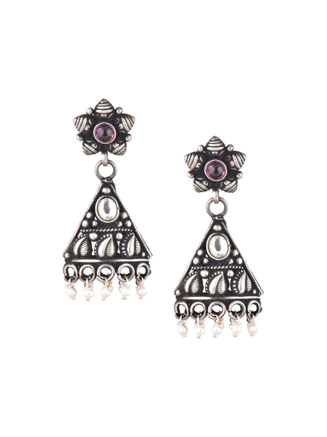 

Indianshelf 92.5 Sterling Silver Artificial Stones Drop Earrings