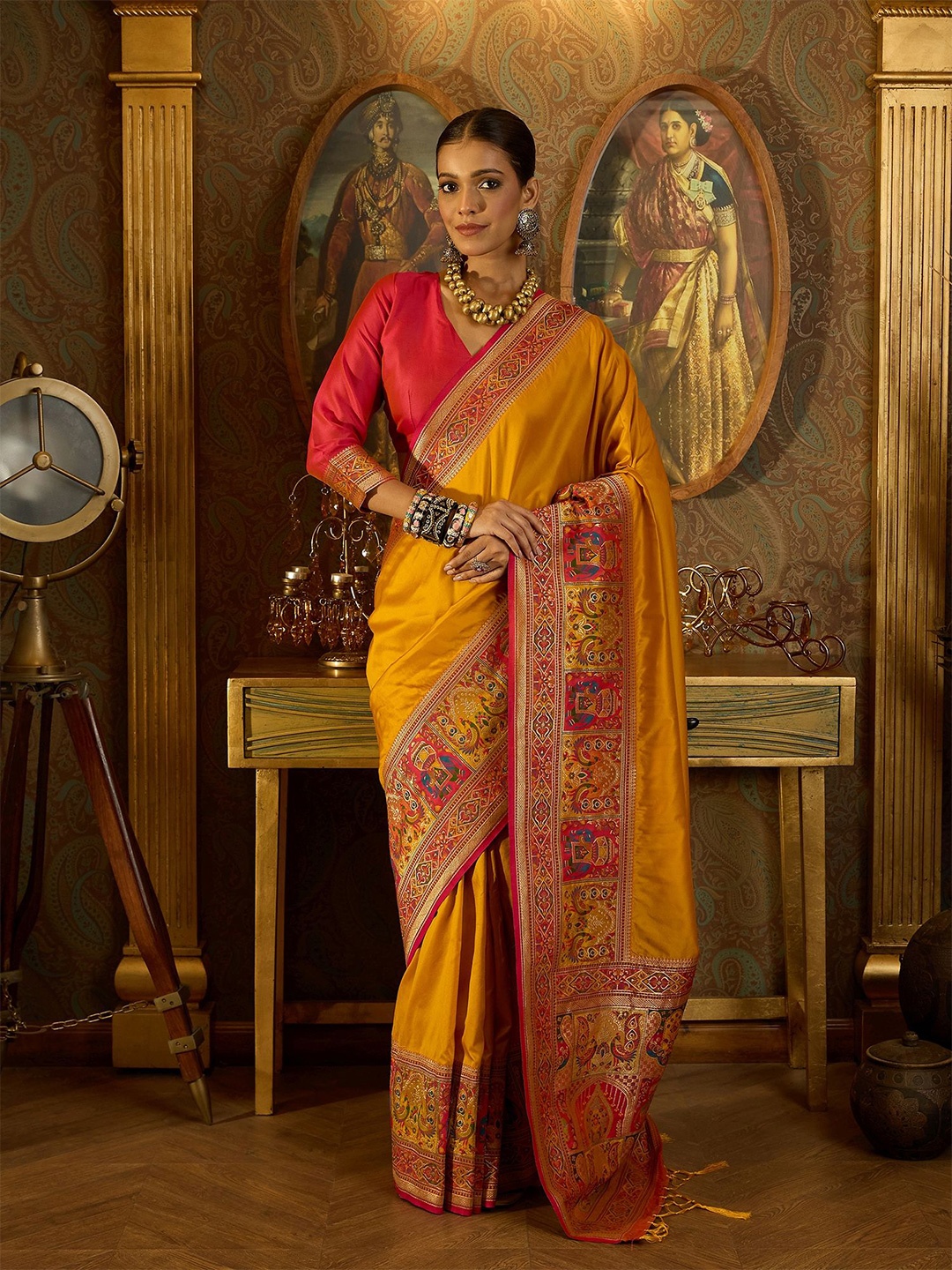 

Dori Woven Design Pure Silk Banarasi Saree, Yellow