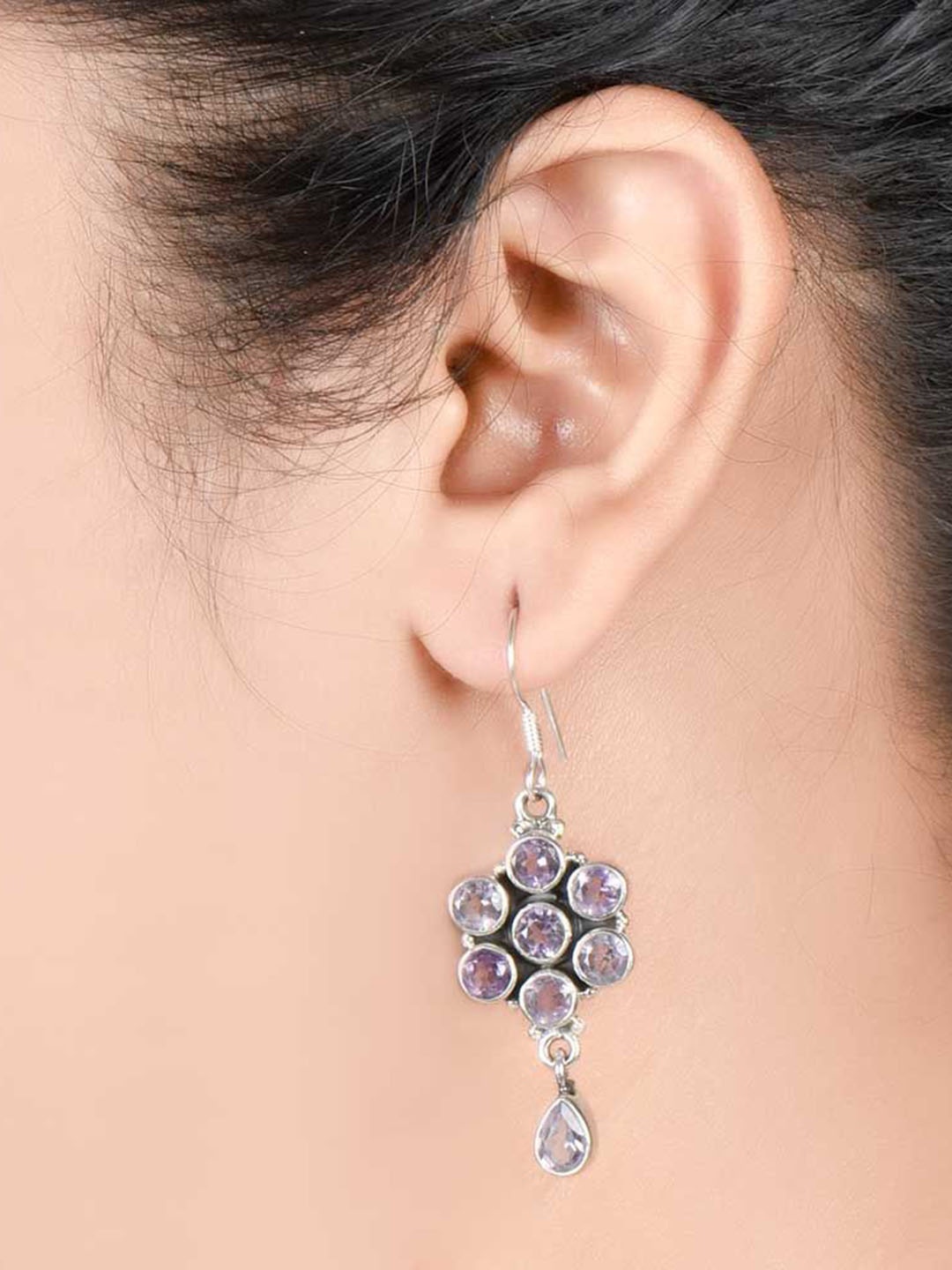 

Indianshelf 92.5 Sterling Silver Artificial Stones Drop Earrings