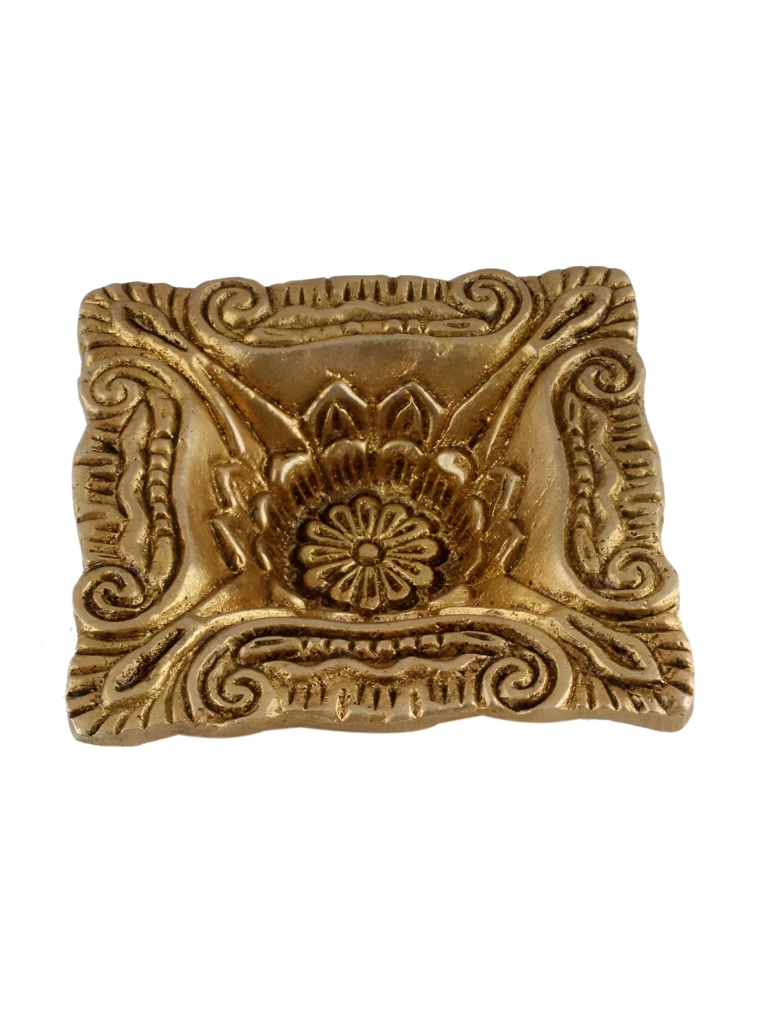 

Indianshelf Gold Toned Flower Textured Brass Diya