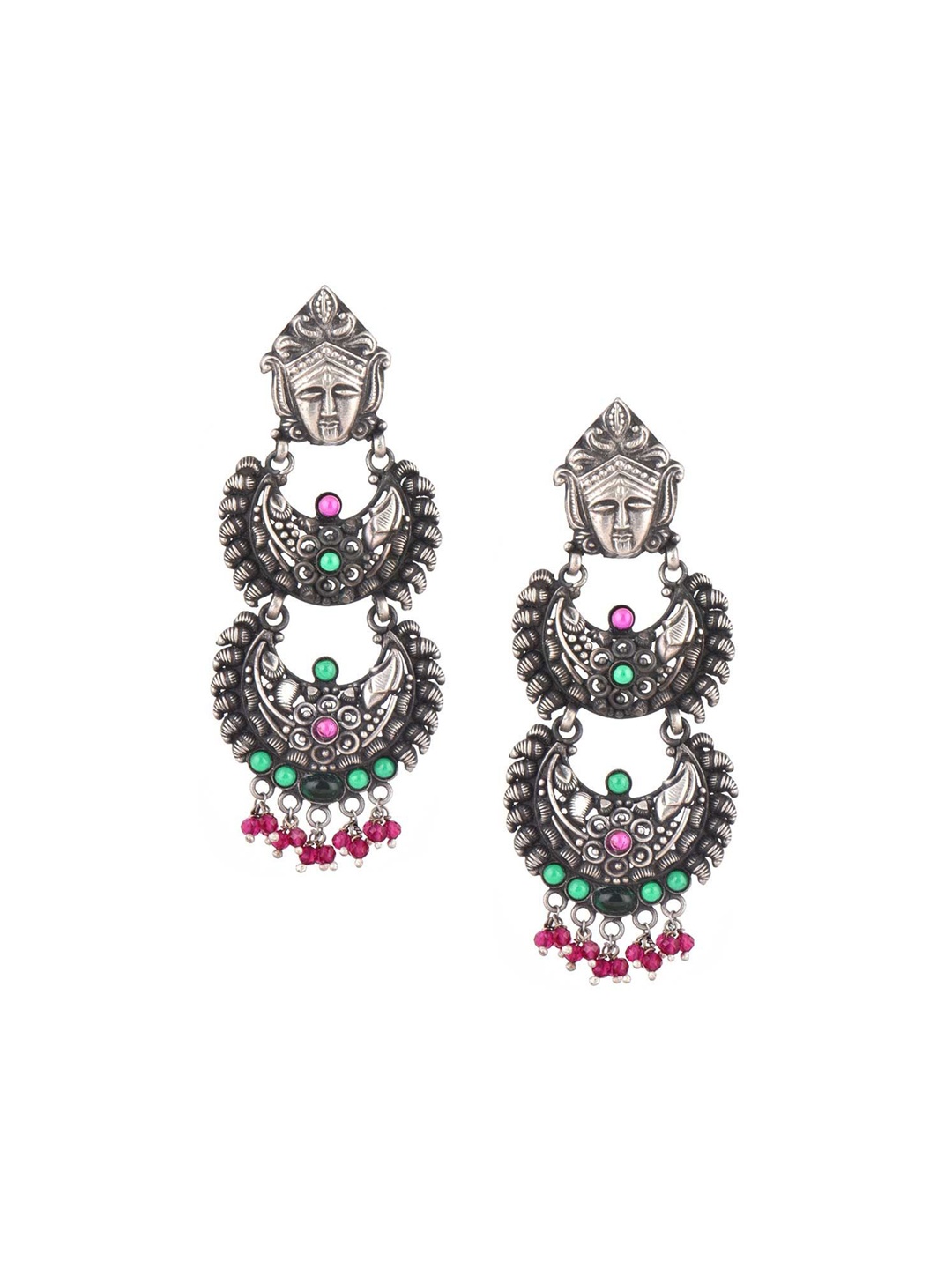 

Indianshelf 92.5 Sterling Silver Oxidised Contemporary Drop Earrings