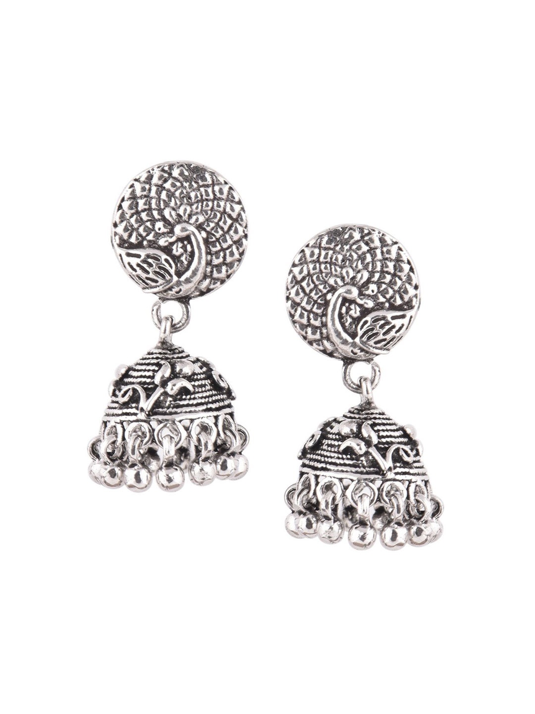

Indianshelf 92.5 Sterling Silver Dome Shaped Beaded Jhumkas