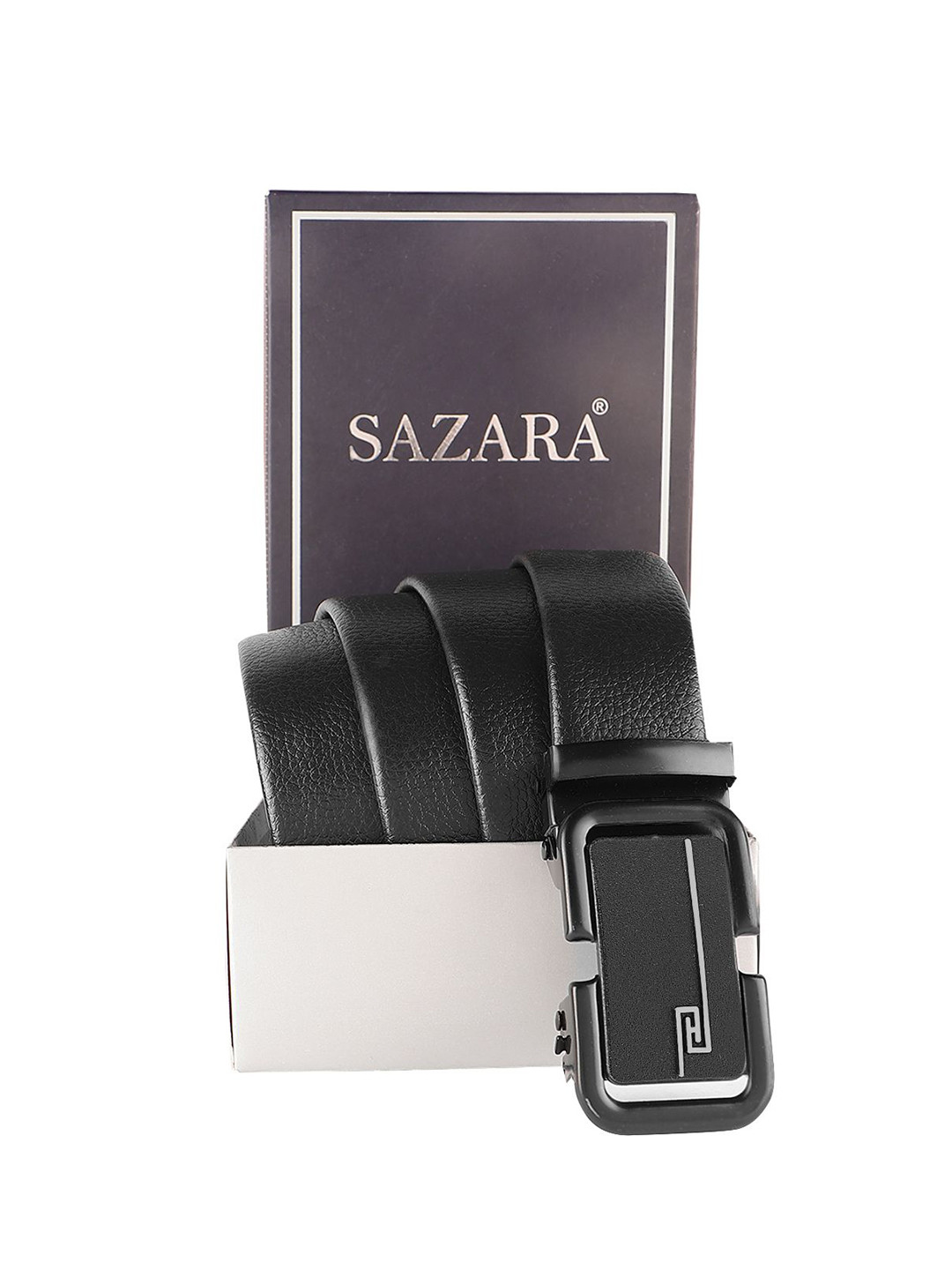 

SAZARA Men Leather Belt, Black