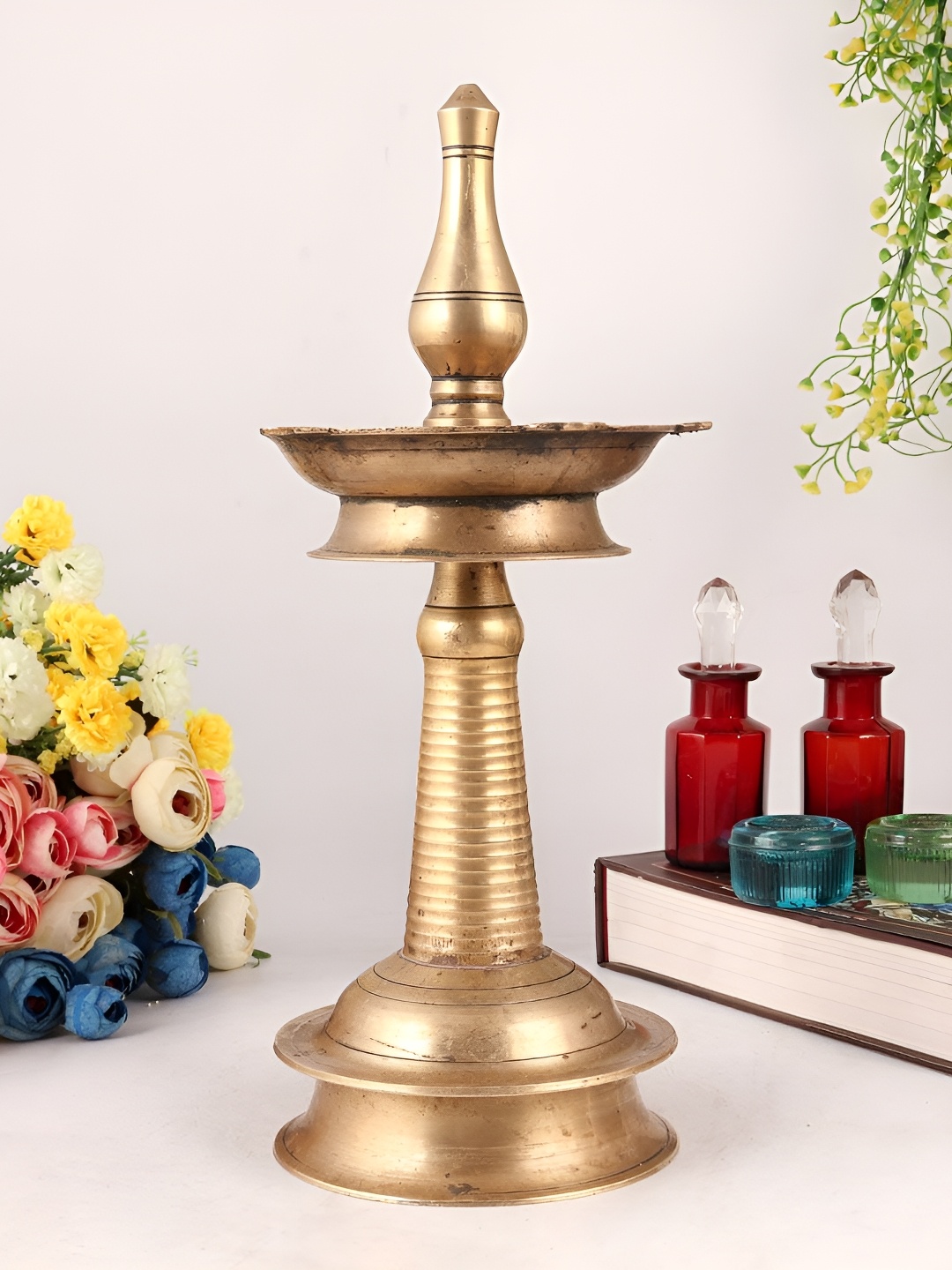 

Indianshelf GoldToned and Black Textured Brass Diwali Pooja Diya, Gold
