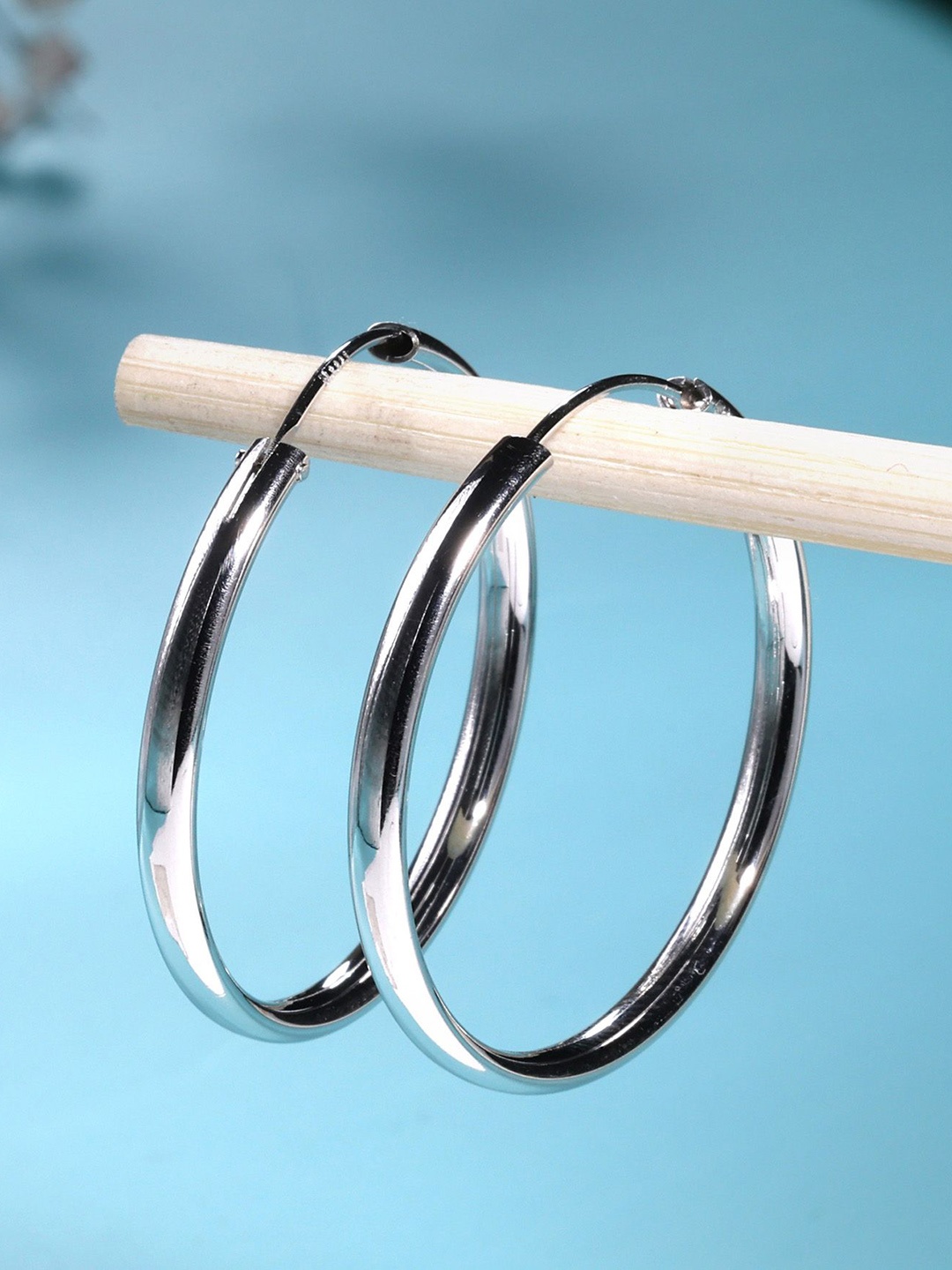 

DEESSA 925 Sterling Silver Rhodium-Plated Contemporary Hoop Earrings