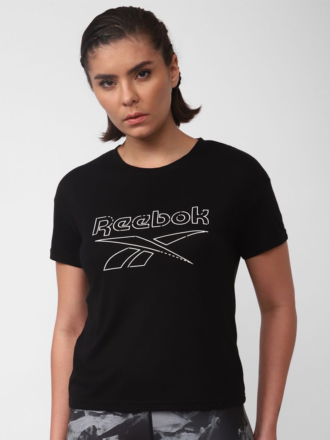 

Reebok Women WOR Supremium Printed Tee, Black