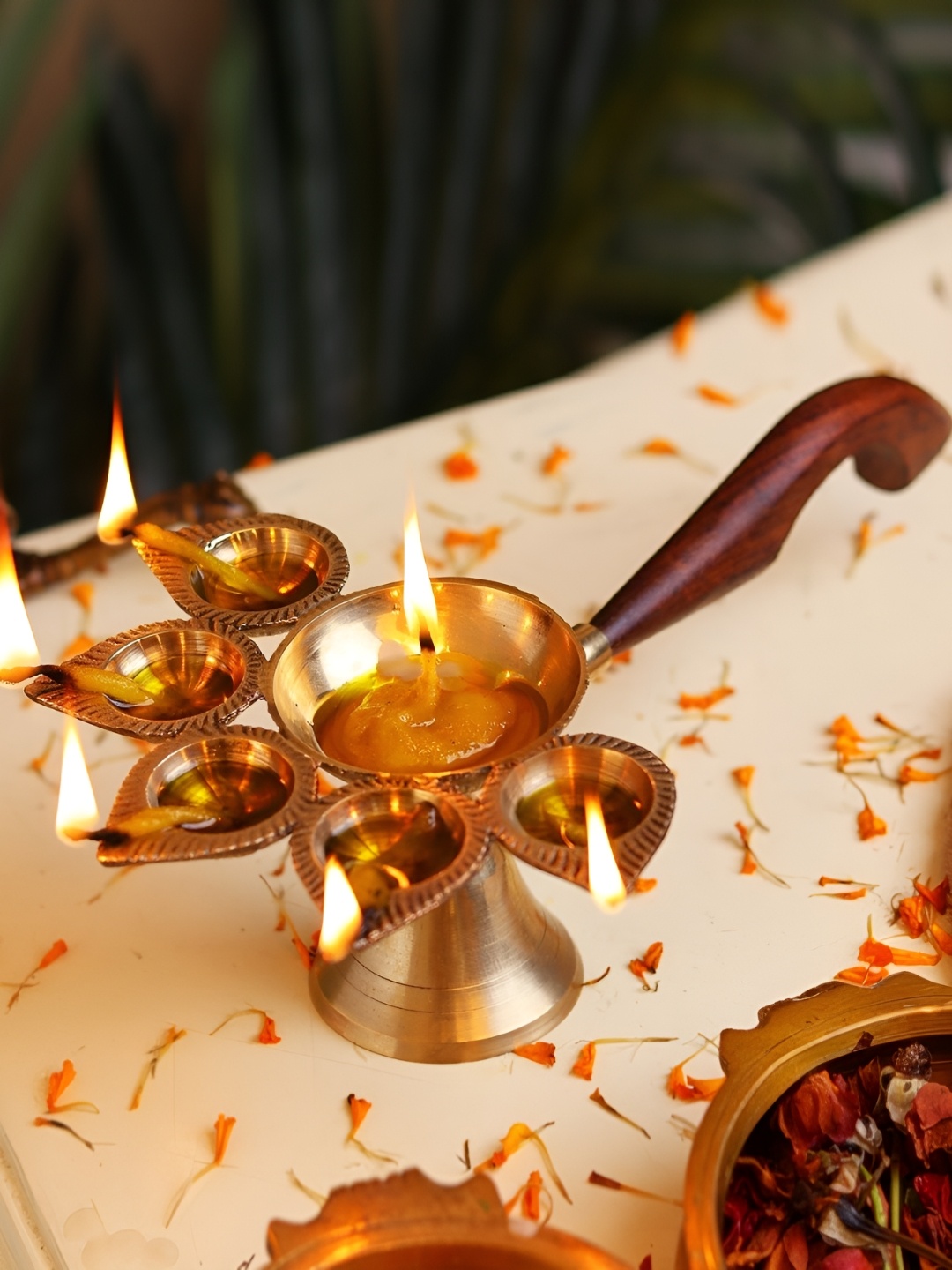 

Indianshelf Gold-Toned Brass Diwali Diya
